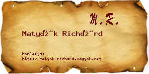 Matyók Richárd névjegykártya
